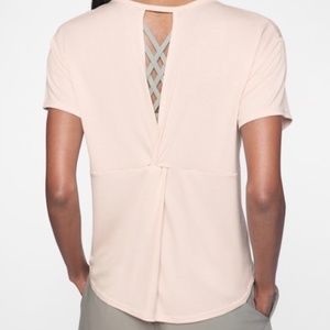 ATHLETA OPEN KEYHOLE SHORT SLEEVE TEE